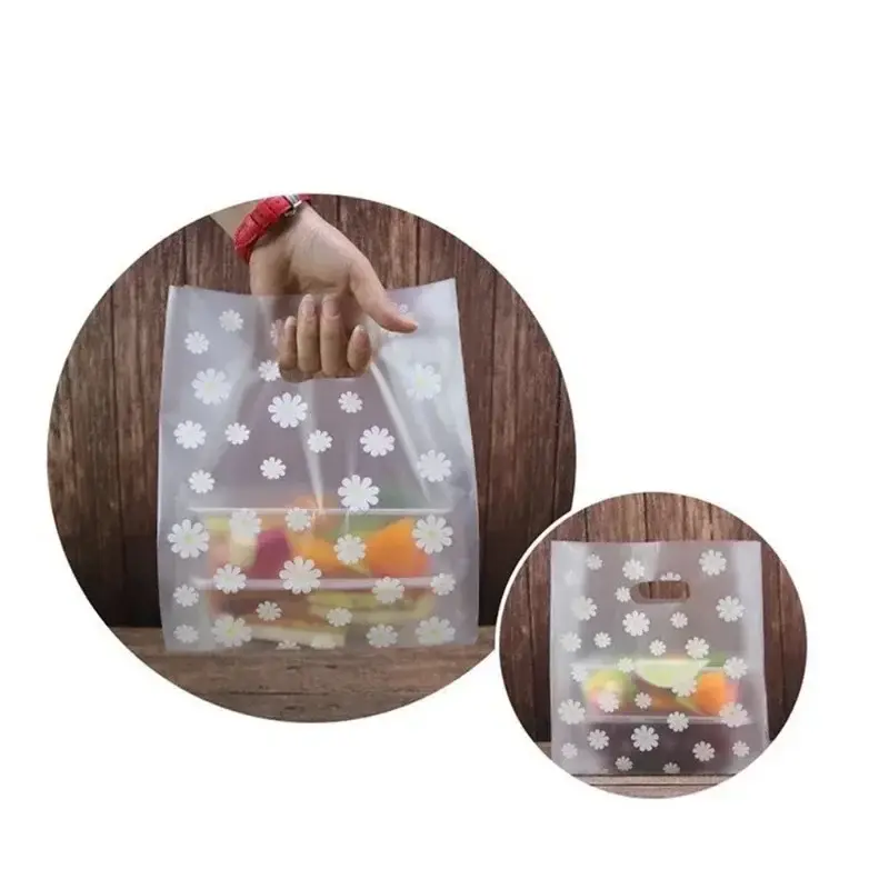 50Pcs Daisy Flower Plastic Gift Bags Christmas Wedding Party Favor Bag Cake Wrapping Pouches Thicken Carry Bag Shopping Bag
