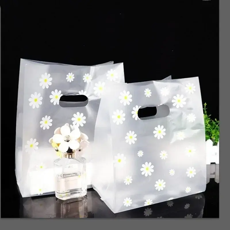 50Pcs Daisy Flower Plastic Gift Bags Christmas Wedding Party Favor Bag Cake Wrapping Pouches Thicken Carry Bag Shopping Bag