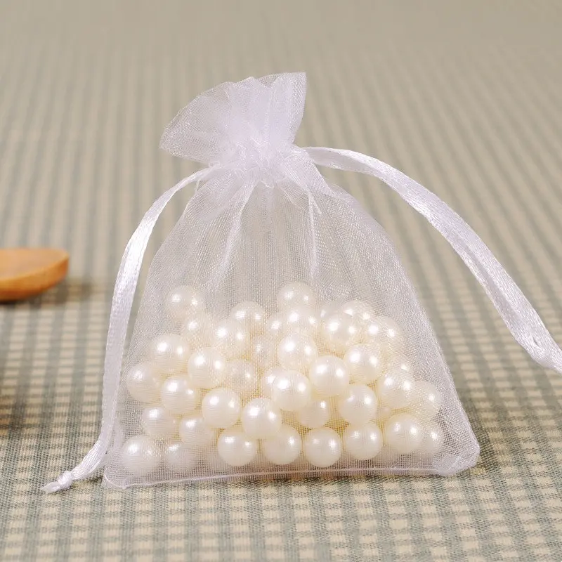 Wholesale 50pcs/lot Adjustable Organza Bag 5x7cm 7x9cm 9x12cm 10x15cm Drawstring Jewelry Packaging Candy Wedding Gifts Pouches