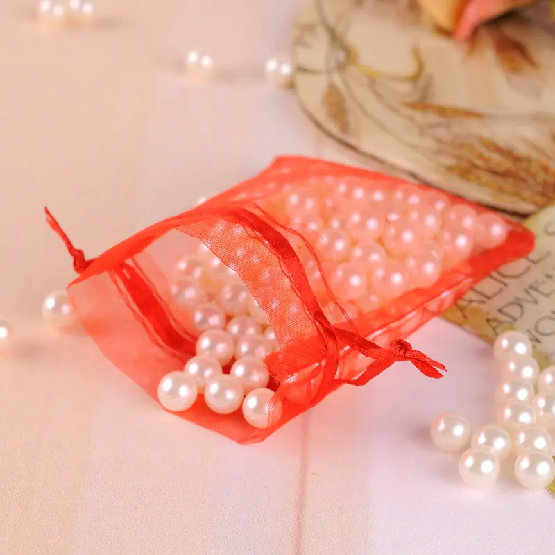 Wholesale 50pcs/lot Adjustable Organza Bag 5x7cm 7x9cm 9x12cm 10x15cm Drawstring Jewelry Packaging Candy Wedding Gifts Pouches