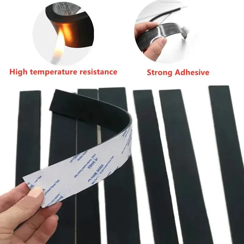 50cm Black Self Adhesive Silicone Rubber Strip High Temperature Resistant Anti-Slip Shock Absorption Collision Avoidance Strip
