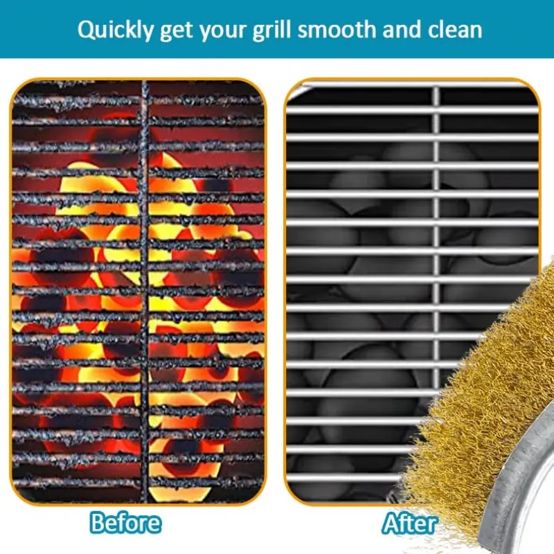 Wire Brush Copper Plated Multi-function Tool Metal Surface Rust Removal Cleaning Brush Kitchen Grill Rust Removal Brush