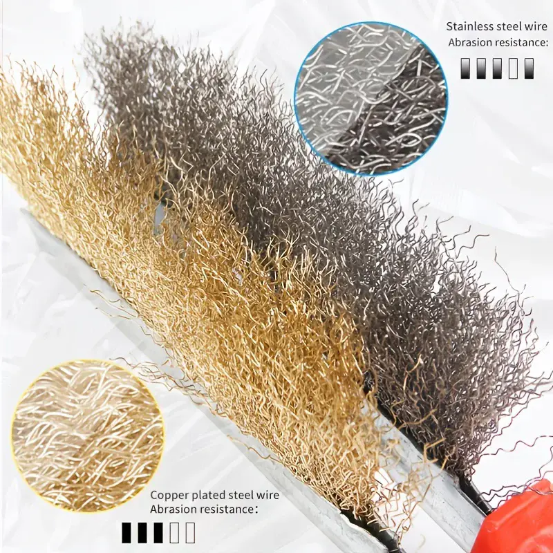 Wire Brush Copper Plated Multi-function Tool Metal Surface Rust Removal Cleaning Brush Kitchen Grill Rust Removal Brush
