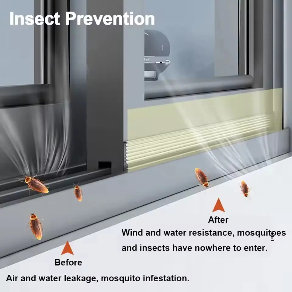 2M New Noise Isolation Sliding Door Window Sealing Strip Windproof Crashproof Weather Stripping TPE Self-adhesive Gap Filling