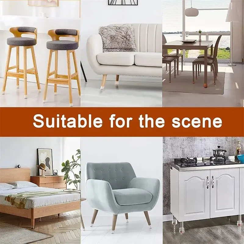 8Pcs Silicone Furniture Non-Slip Pads Chair Sofa Feet Anti-noise Feet Cover Wood Floor From Scratches Protectors Mats