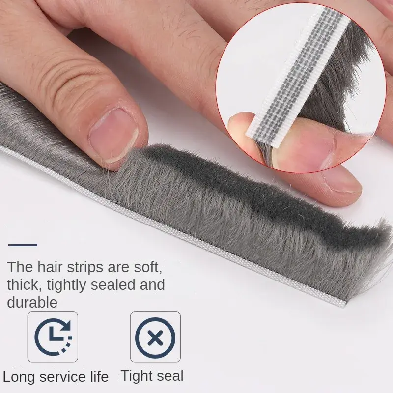 5/10M New Home  Windproof Tape Sealing Strip Pile Weatherstrip Home Door Window Sound Insulation Dust Strip Weather Stripping