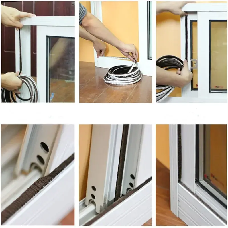 5/10M New Home  Windproof Tape Sealing Strip Pile Weatherstrip Home Door Window Sound Insulation Dust Strip Weather Stripping
