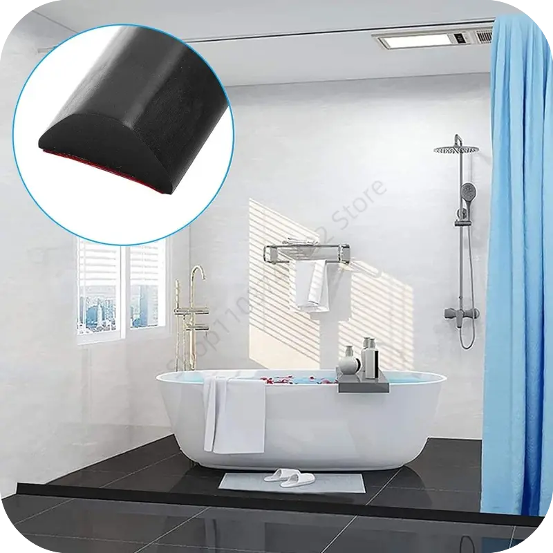New Silicone Bathroom Water Retaining Strips Self-Adhesive Bendable Shower Room Dry Wet Separation Door Bottom Sealing Strip