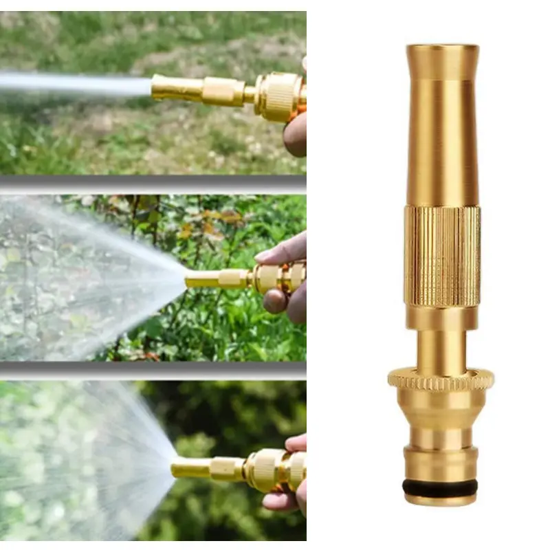 New Garden Brass Adjustable Spray Gun Hose Nozzle High Pressure Straight Copper Gun For Car Washing Adjustable Nozzle
