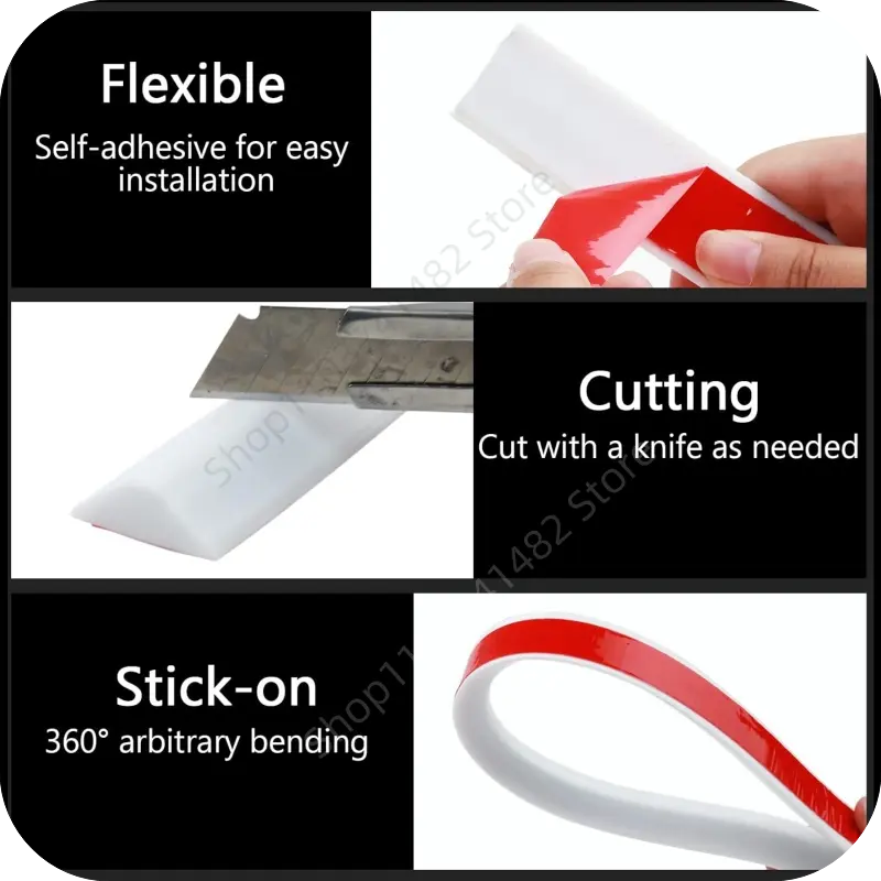 New Silicone Bathroom Water Retaining Strips Self-Adhesive Bendable Shower Room Dry Wet Separation Door Bottom Sealing Strip