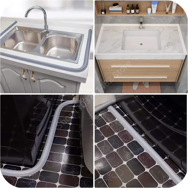 New Silicone Bathroom Water Retaining Strips Self-Adhesive Bendable Shower Room Dry Wet Separation Door Bottom Sealing Strip