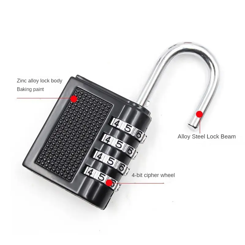 4 Digits Password Code Combination Waterproof Mini Padlock Zinc Alloy Suitcase for Luggage Travel Smart Anti-thieft Code Lock
