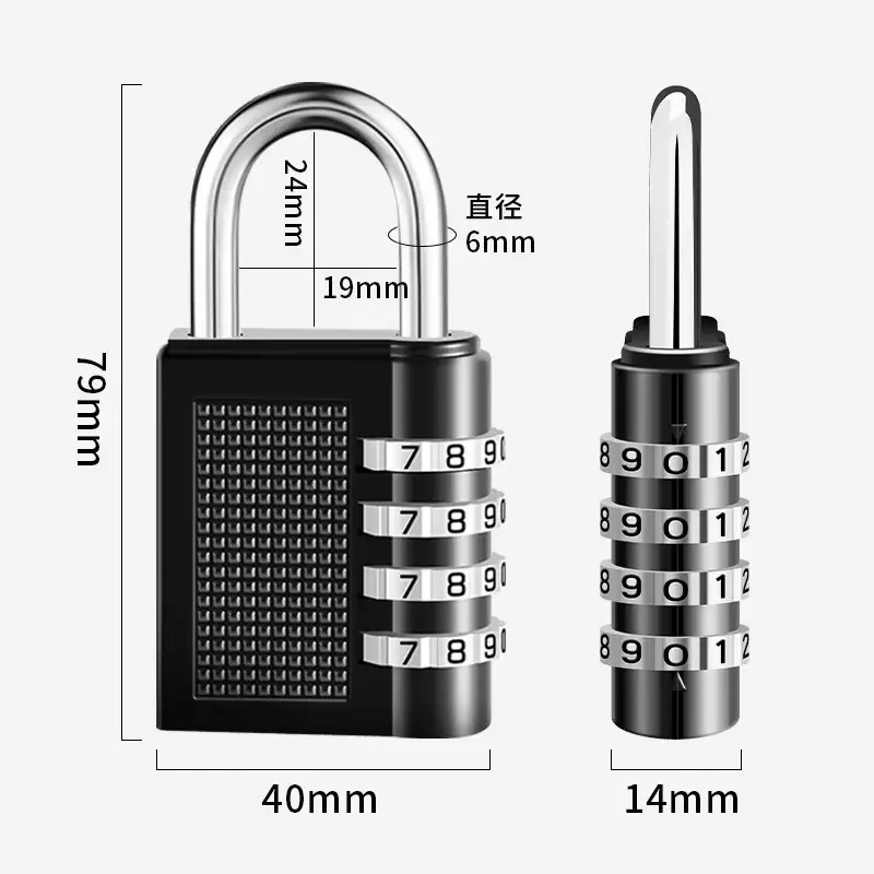 4 Digits Password Code Combination Waterproof Mini Padlock Zinc Alloy Suitcase for Luggage Travel Smart Anti-thieft Code Lock