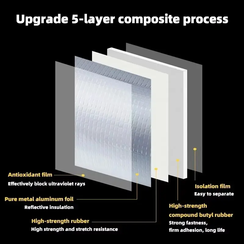 Butyl Patching Roof Waterproofing Leak Stop Tape Thicken High Temperature Resistance Roof Duct Crack Repair Sealed Adhesive Tape