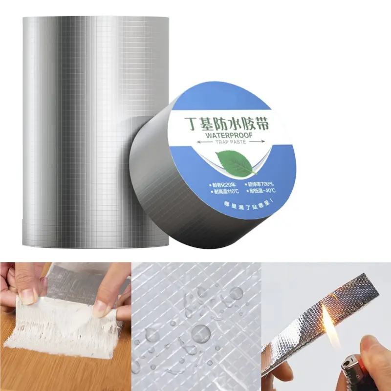 Butyl Patching Roof Waterproofing Leak Stop Tape Thicken High Temperature Resistance Roof Duct Crack Repair Sealed Adhesive Tape