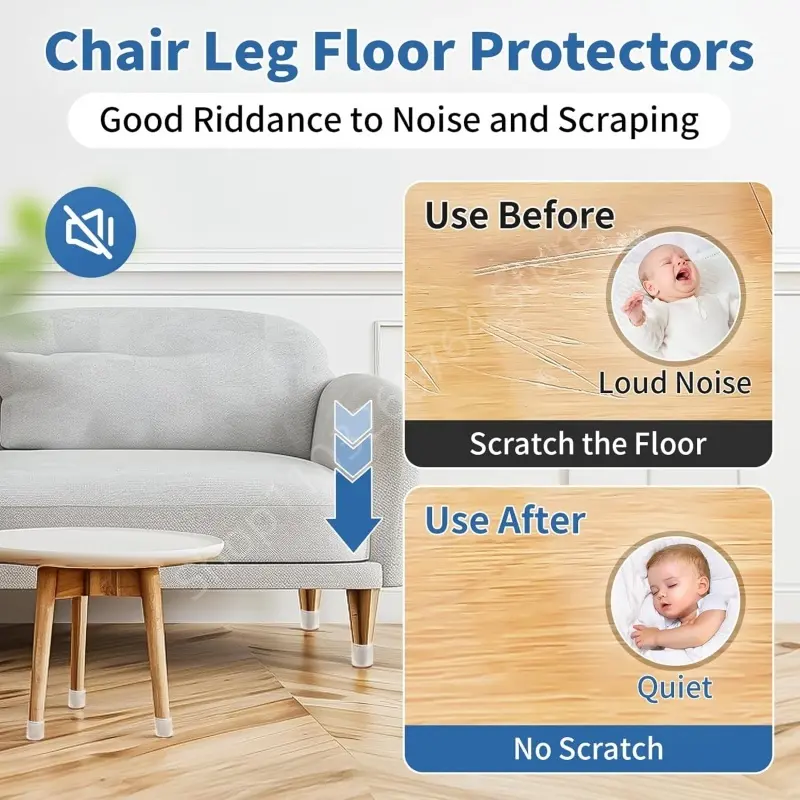 8Pcs Chair Leg Caps Silicone Chair Leg Floor Protectors Felt Furniture Table Leg Pad Furniture Leveling Feet Cover Home Decor