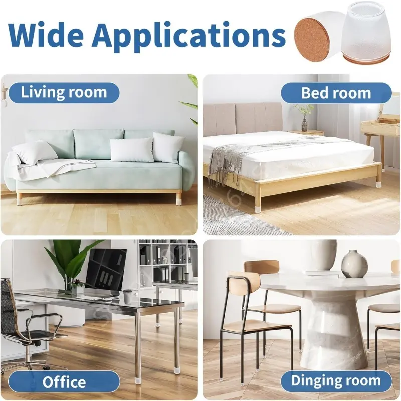 8Pcs Chair Leg Caps Silicone Chair Leg Floor Protectors Felt Furniture Table Leg Pad Furniture Leveling Feet Cover Home Decor
