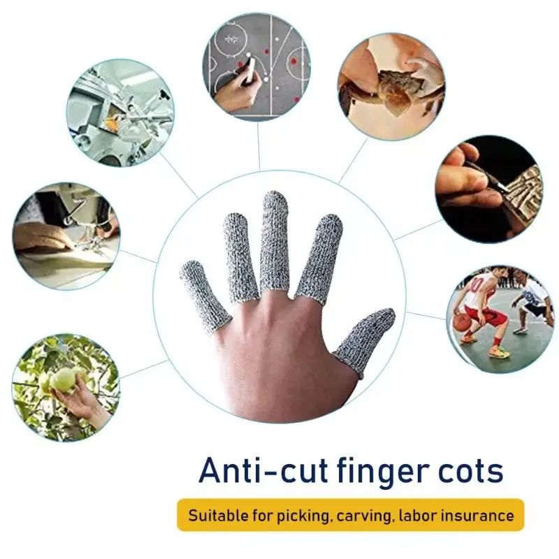 10/50Pcs Anti-Cut Finger Cover Finger Protector Sleeve High-Strength Safety Flexible Anti Cut Fingertip Gloves Kitchen Tool