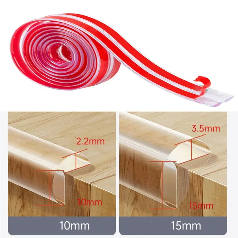 3 Meters Transparent PVC Baby Protection Strip with Double-Sided Tape Anti-Bumb Kids Safety Furniture Guard Corner Protectors