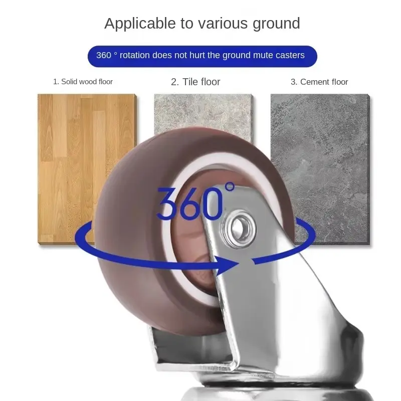 4Pcs Heavy Furniture Casters Wheels 1-2inch Wear Resistant Mute Universal Wheel 360° Swivel for Platform Trolley Accessory