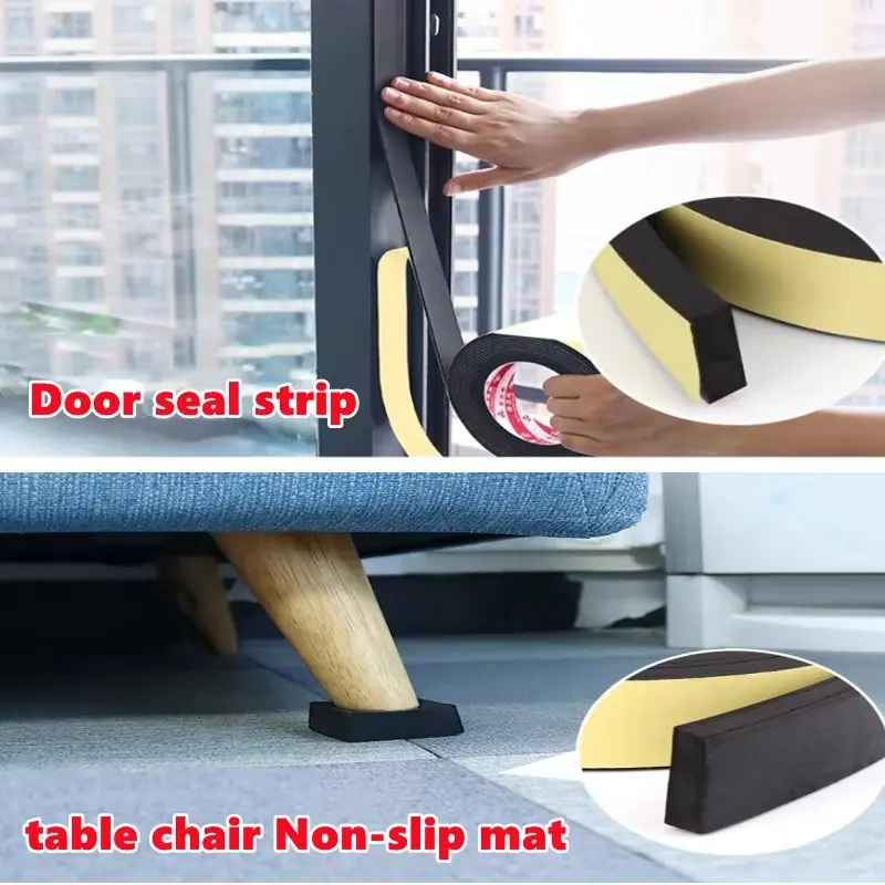 New 2-10M Foam Strip Strong Backing Adhesive Self-Adhesive Sponge Strip Sound Insulation Anti-Collision Sealing Rubber Strip