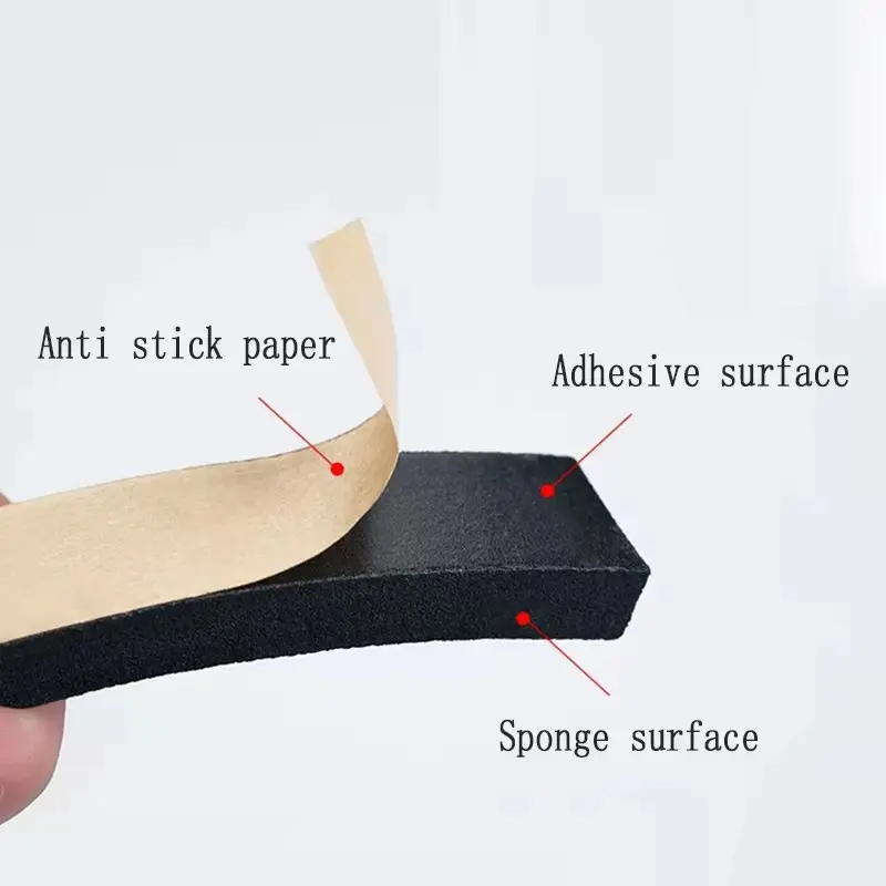 New 2-10M Foam Strip Strong Backing Adhesive Self-Adhesive Sponge Strip Sound Insulation Anti-Collision Sealing Rubber Strip