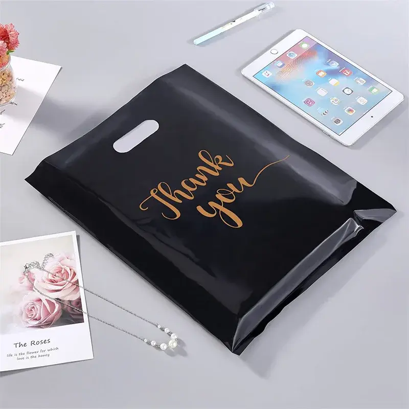 100Pcs Thank You Plastic Bags Christmas Gift Packaging Bag Bread Pack Bag Small Business Plastic Gift Decoration Bag