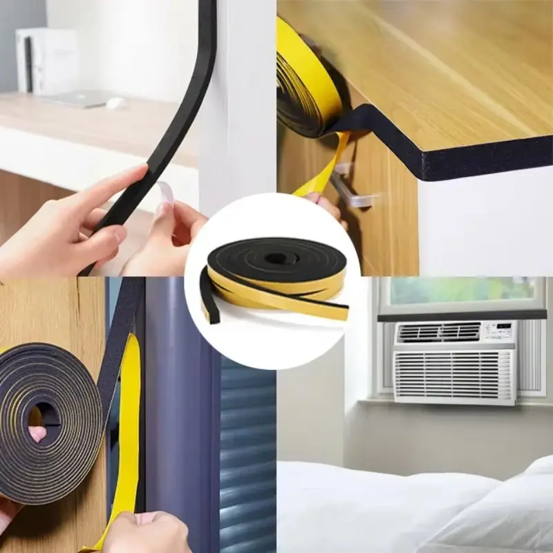 New 2-10M Foam Strip Strong Backing Adhesive Self-Adhesive Sponge Strip Sound Insulation Anti-Collision Sealing Rubber Strip