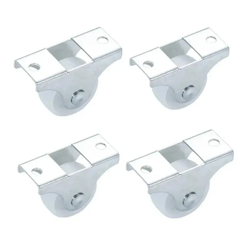 4/8/16pcs White Rail Fixed Casters 1 Inch Small One-Way Wheel Furniture Wheel Plastic Directional Wheel Hardware Accessories