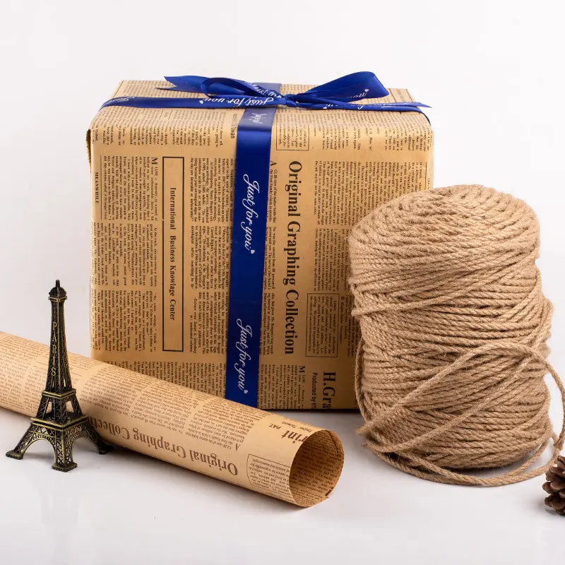 20pcs Retro English Newspaper Kraft Tissue Paper Flower Bouquet Gift Wrapping DIY Handmade Flowers Gifts Packaging Material