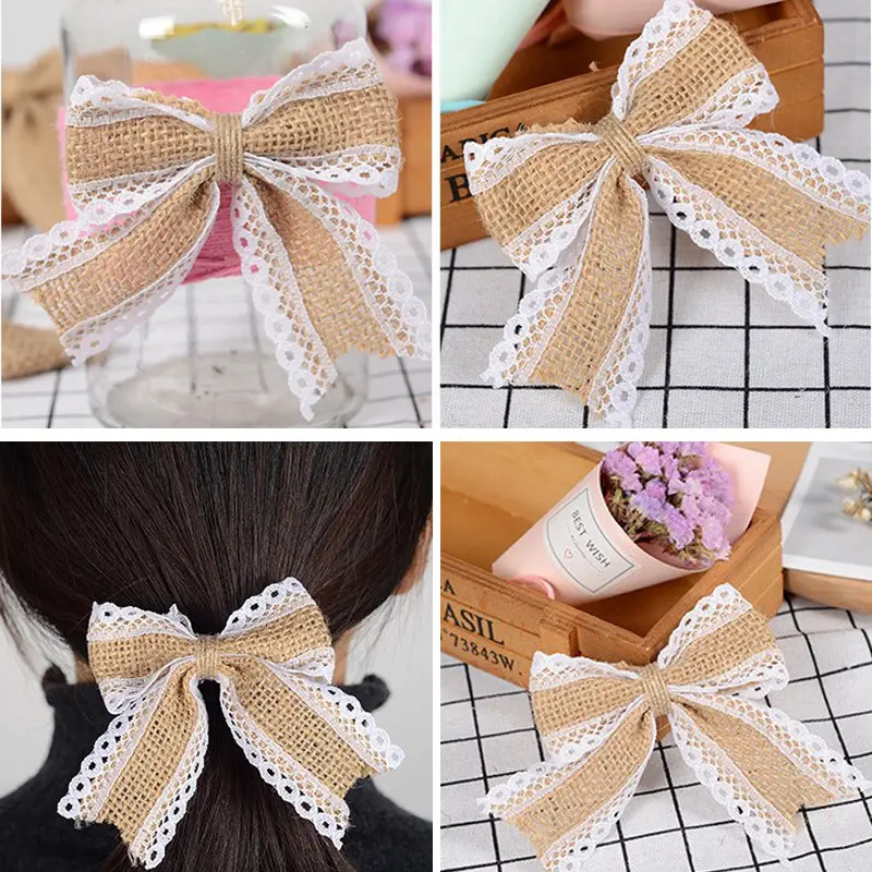 5M Natural Jute Burlap Ribbon Rustic Vintage Wedding Decor Hessian Lace Jute Roll Merry Christmas Party Supplies DIY