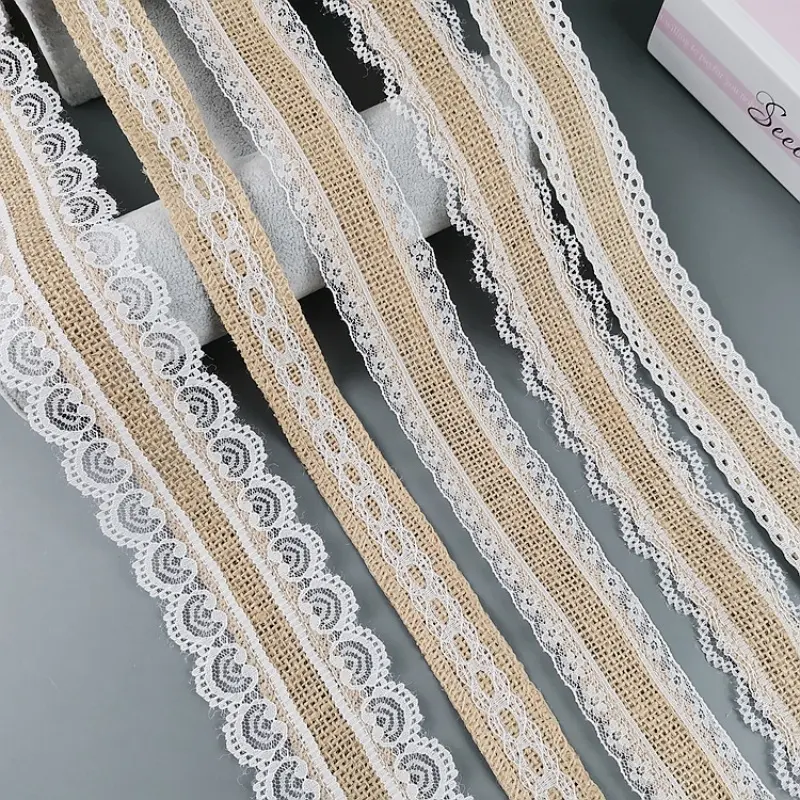 5M Natural Jute Burlap Ribbon Rustic Vintage Wedding Decor Hessian Lace Jute Roll Merry Christmas Party Supplies DIY