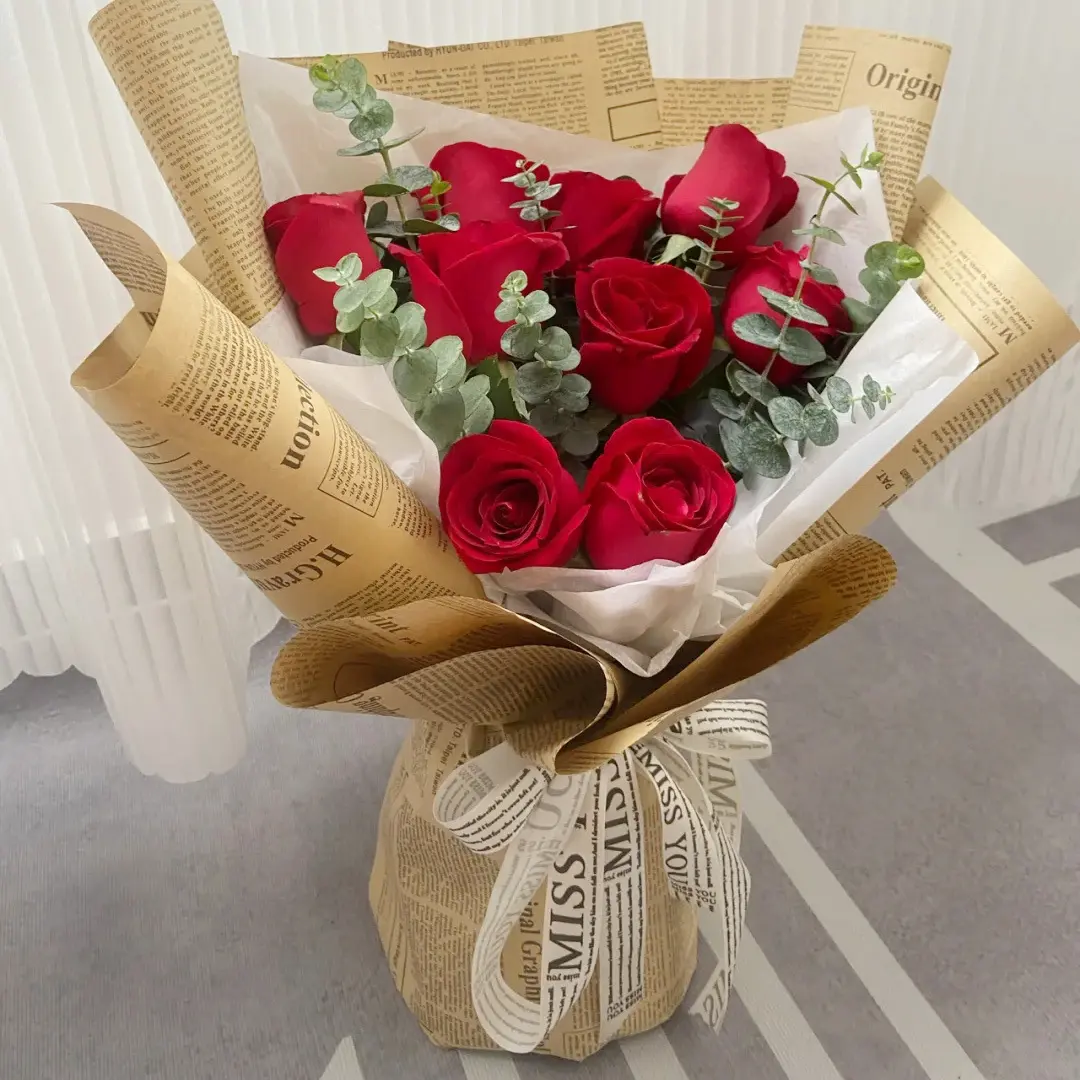 20pcs Retro English Newspaper Kraft Tissue Paper Flower Bouquet Gift Wrapping DIY Handmade Flowers Gifts Packaging Material