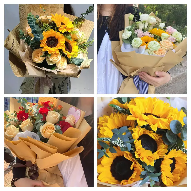 20pcs Retro English Newspaper Kraft Tissue Paper Flower Bouquet Gift Wrapping DIY Handmade Flowers Gifts Packaging Material