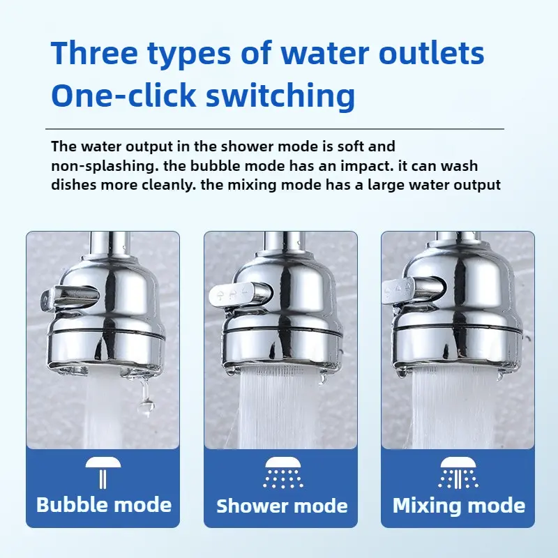 New 360 Degree Swivel Kitchen Faucet Aerator Adjustable 2/3 Modes Sprayer Filter Diffuser Water Saving Nozzle Faucet Connector