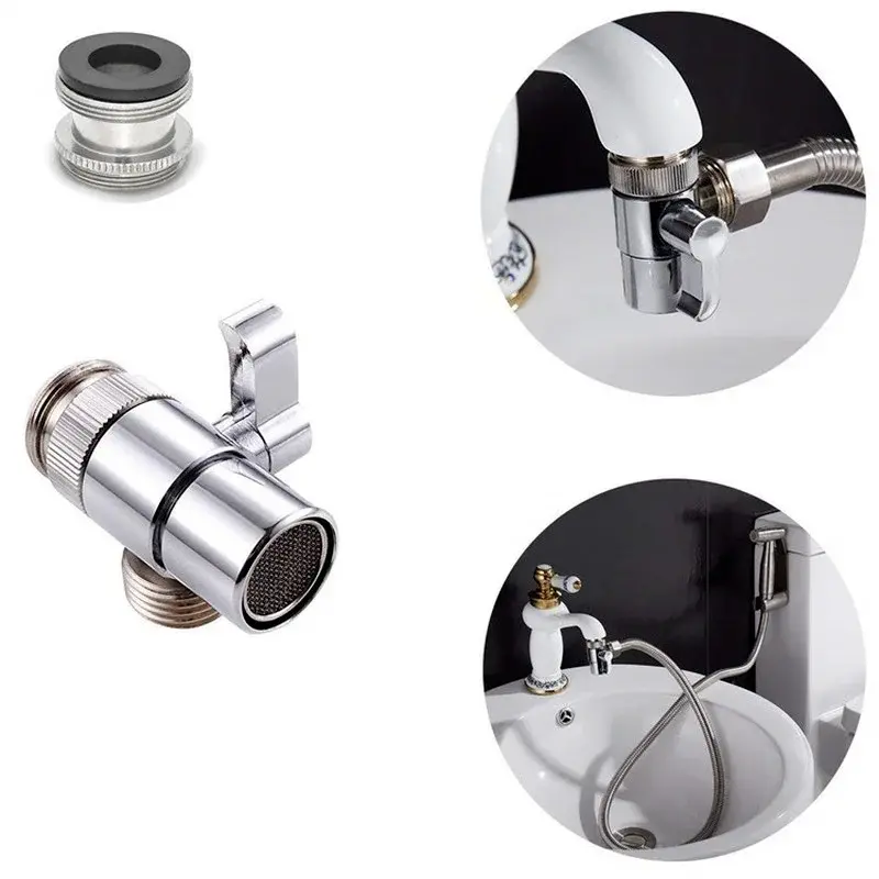 Water Tap Connector Switch Faucet Adapter Kitchen Sink Splitter Diverter Valve for Toilet Shower Bathoom ColdHot Water Separator
