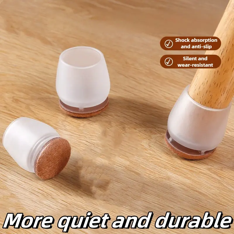 8Pcs Round Chair Leg Floor Protectors with Thick Wrap Felt Pads Mute Silicone Furniture Foot Cover Table Feet Protect Pad