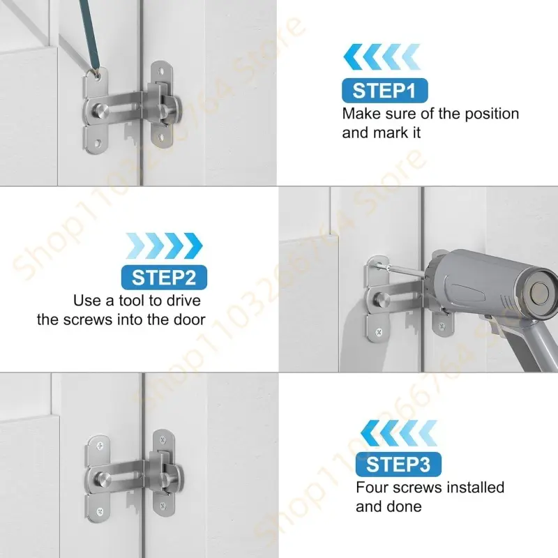 Universal Door Lock Guard Latch Bolt 90° Stainless Steel Toggle Latch Sliding Barn Door Lock Black Iron Right Angle Barn Lock