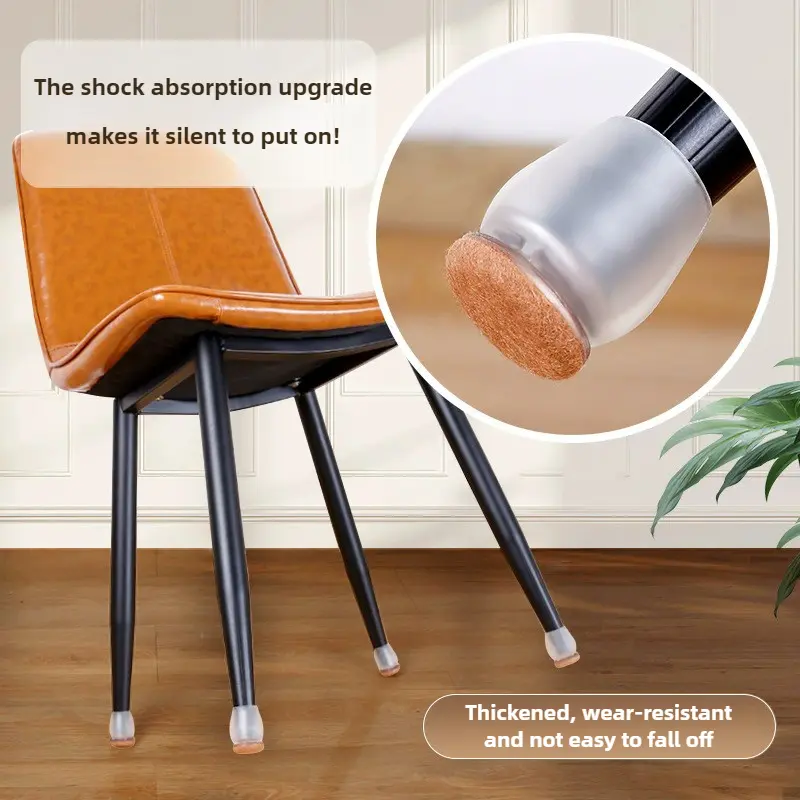 8Pcs Round Chair Leg Floor Protectors with Thick Wrap Felt Pads Mute Silicone Furniture Foot Cover Table Feet Protect Pad
