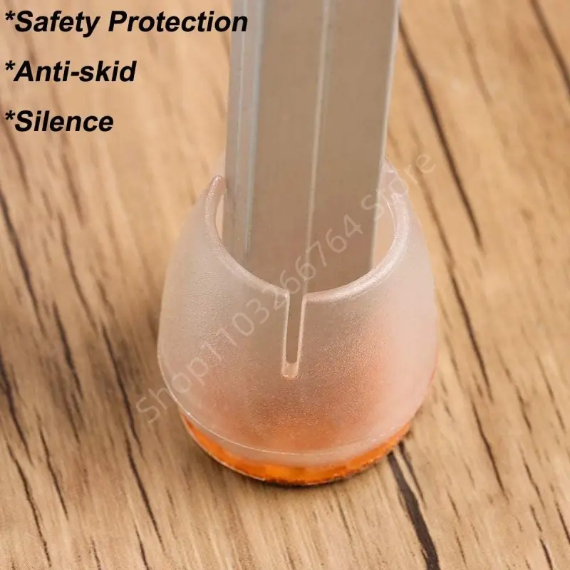 16pcs Transparent Non-Slip Silicone Chair Leg Caps with Felt Furniture Feet Bottom Round Mute Leg Mat Wood Floor Protector Pads