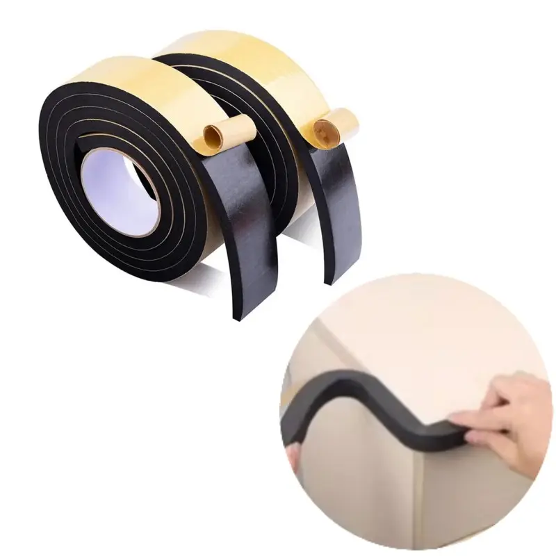 2-10M Rubber Self Adhesive Sponge Seal Strip Strong Single Sided Adhesive EVA Black Foam Soundproof Strip Anti-collision Gasket