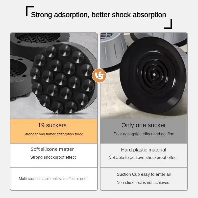 4Pcs Washing Machine Anti Vibration Feet Pads Multifunctional Refrigerator Furniture Noise Reducing Non-slip Noise-reducing Mat