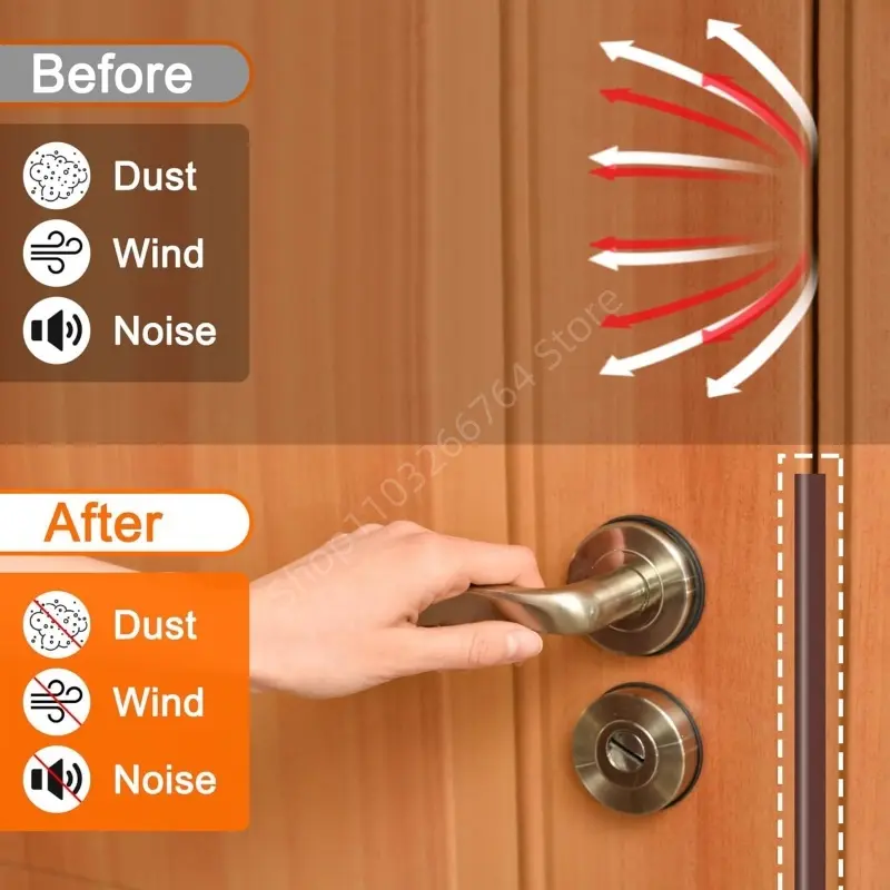 6M Security Door Access Door Window Sealing Strip TPE Self-Adhesive Weatherproof Anti-Collision Strip Sound InsulationStrip