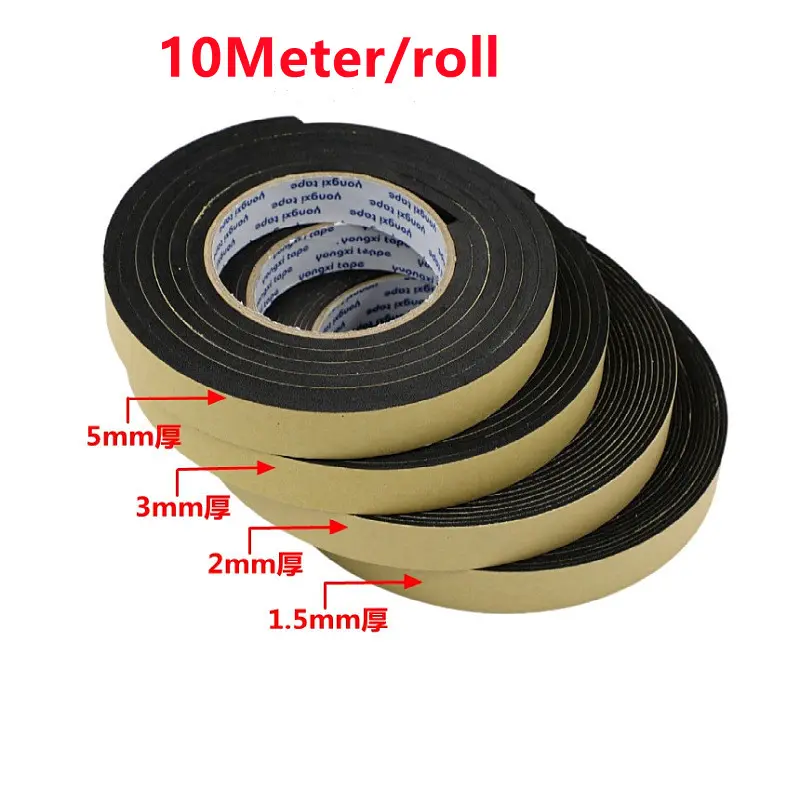 2-10M Rubber Self Adhesive Sponge Seal Strip Strong Single Sided Adhesive EVA Black Foam Soundproof Strip Anti-collision Gasket