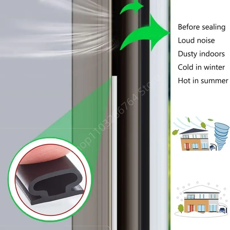 6M Security Door Access Door Window Sealing Strip TPE Self-Adhesive Weatherproof Anti-Collision Strip Sound InsulationStrip