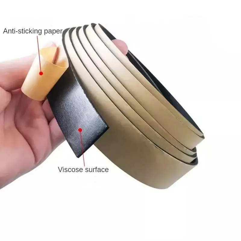 2-10M Rubber Self Adhesive Sponge Seal Strip Strong Single Sided Adhesive EVA Black Foam Soundproof Strip Anti-collision Gasket