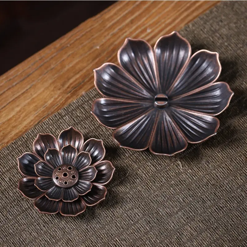 Alloy Incense Burner Stick Holder Buddhism Lotus Line Incense Plate Sandalwood Coil Base Temples Yoga Studios Home Decoration