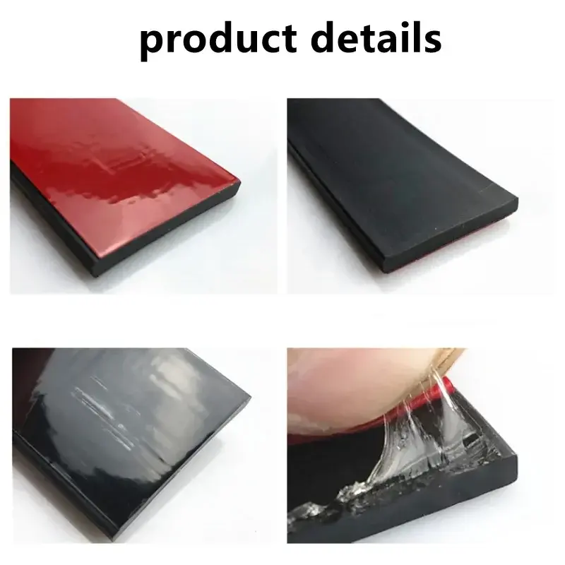 50cm Black Silicone Rubber Strip Self Adhesive Sealing Strip Anti-skid High Temperature Resistant Durable Anti-collision Gasket