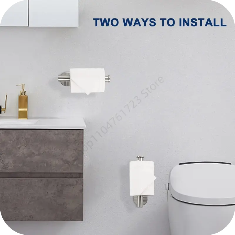 New Stainless Steel Self Adhesive Toilet Paper Towel Holder Wall Mount No Punching Bathroom Kitchen Tissue Towel Roll Dispenser