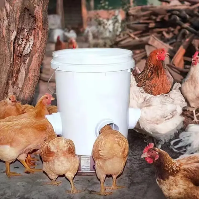 Automatic Gravity Chicken Feeder DIY Poultry Rainproof Feeder Food Port Reduce Spillage Kit Bucket Tank Feed Hole Opener Tool